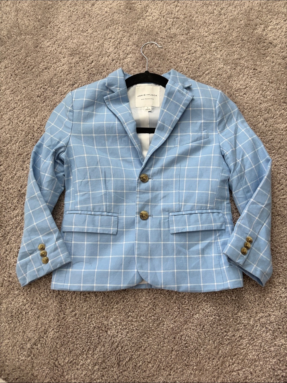Janie and Jack Baby Blue Windowpane Blazer size 6
